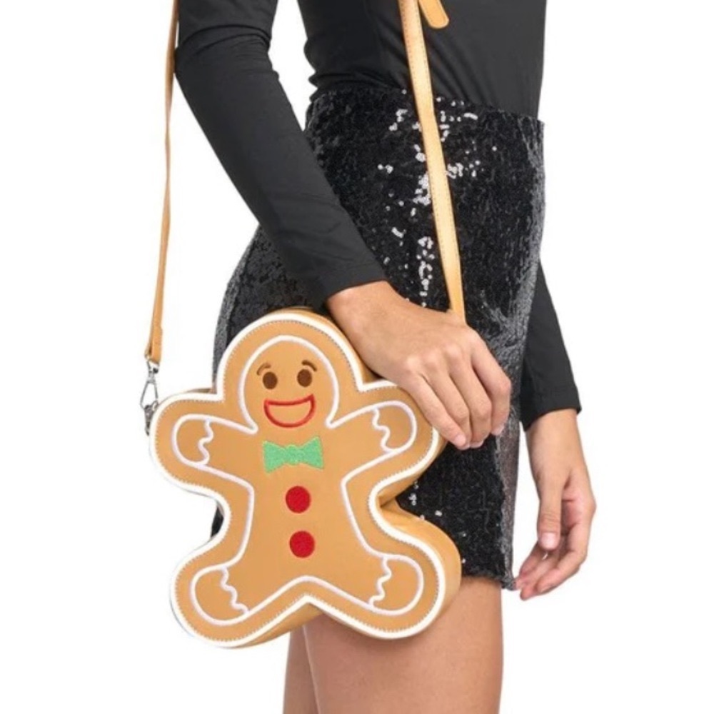 NEW! GINGERBREAD MAN SHAPED PURSE by Tipsy Elves
